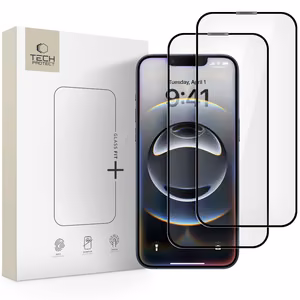 Tech-Protect Glass Fit+ 2-pack tempered glass for iPhone 16e / 14 / 13 Pro / 13 - black