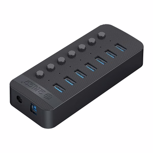 "Orico CT2U3-7AB" 7x USB-A 3.0 šakotuvas su jungikliais - juodas