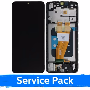 LCD дисплей для Samsung A055 A05 чёрный с рамкой (Service Pack)