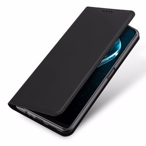 Dux Ducis Skin Pro dėklas Realme 10 5G / Realme 9i 5G atverčiamas kortelių dėklas su stovu – juodas