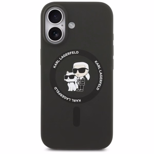 Karl Lagerfeld Silicone Karl&Choupette Ring MagSafe case for iPhone 17 black