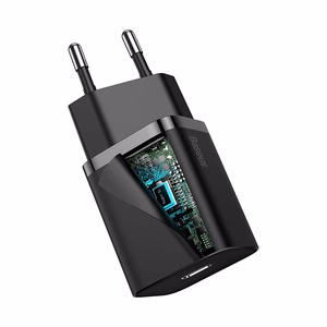 Baseus Super Si 20W USB-C įkroviklis + USB-C – Lightning kabelis 1 m, juodas