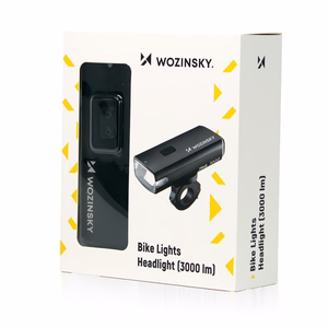 Передний велосипедный фонарь Wozinsky с кабелем USB-C, 3000 лм – чёрный