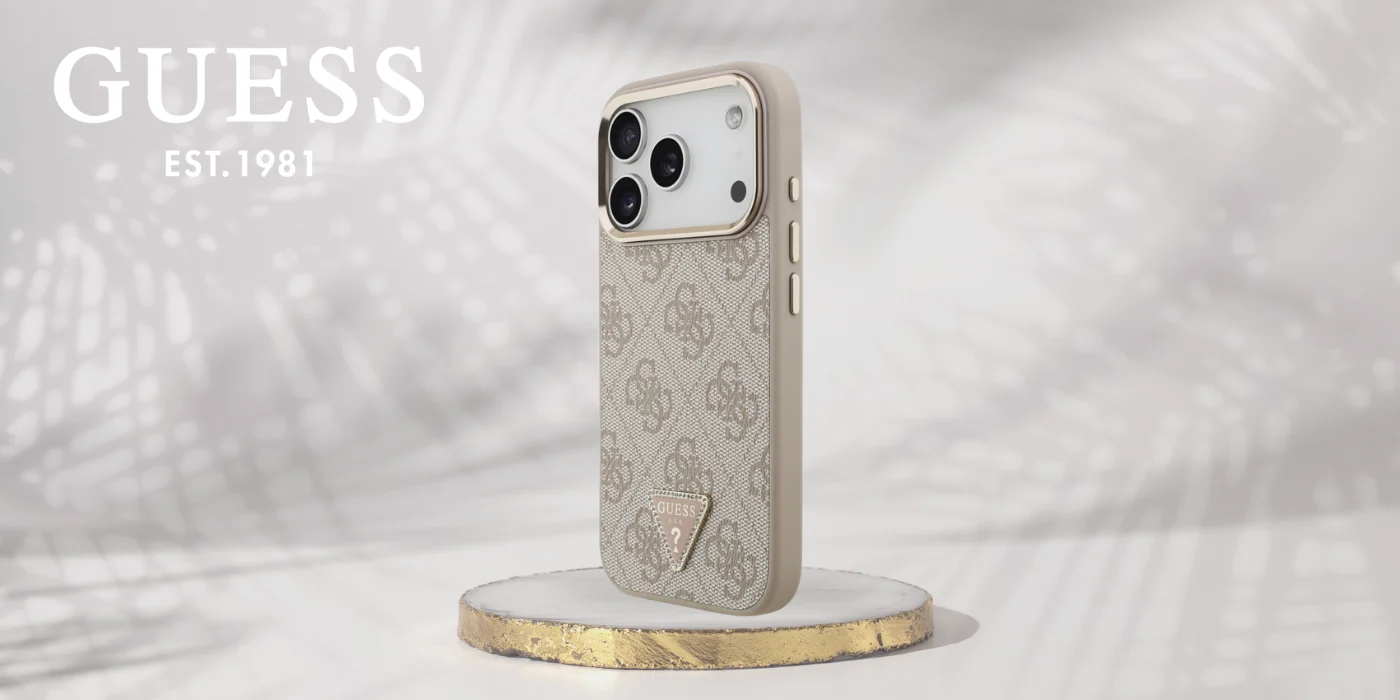 Guess 4G Triangle Logo MagSafe Чехол для iPhone 17 Pro - розовое золото