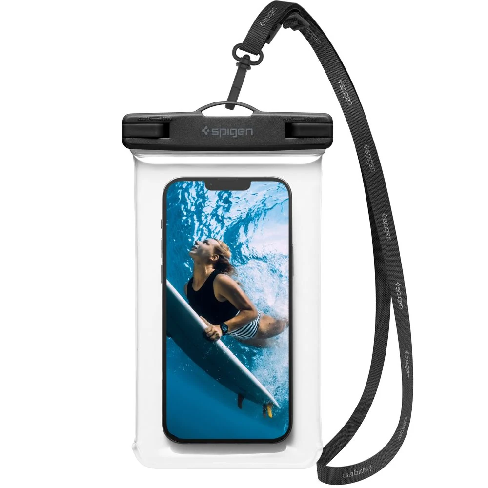 Skaidrus Spigen Aqua Shield A601 dėklas su dirželiu