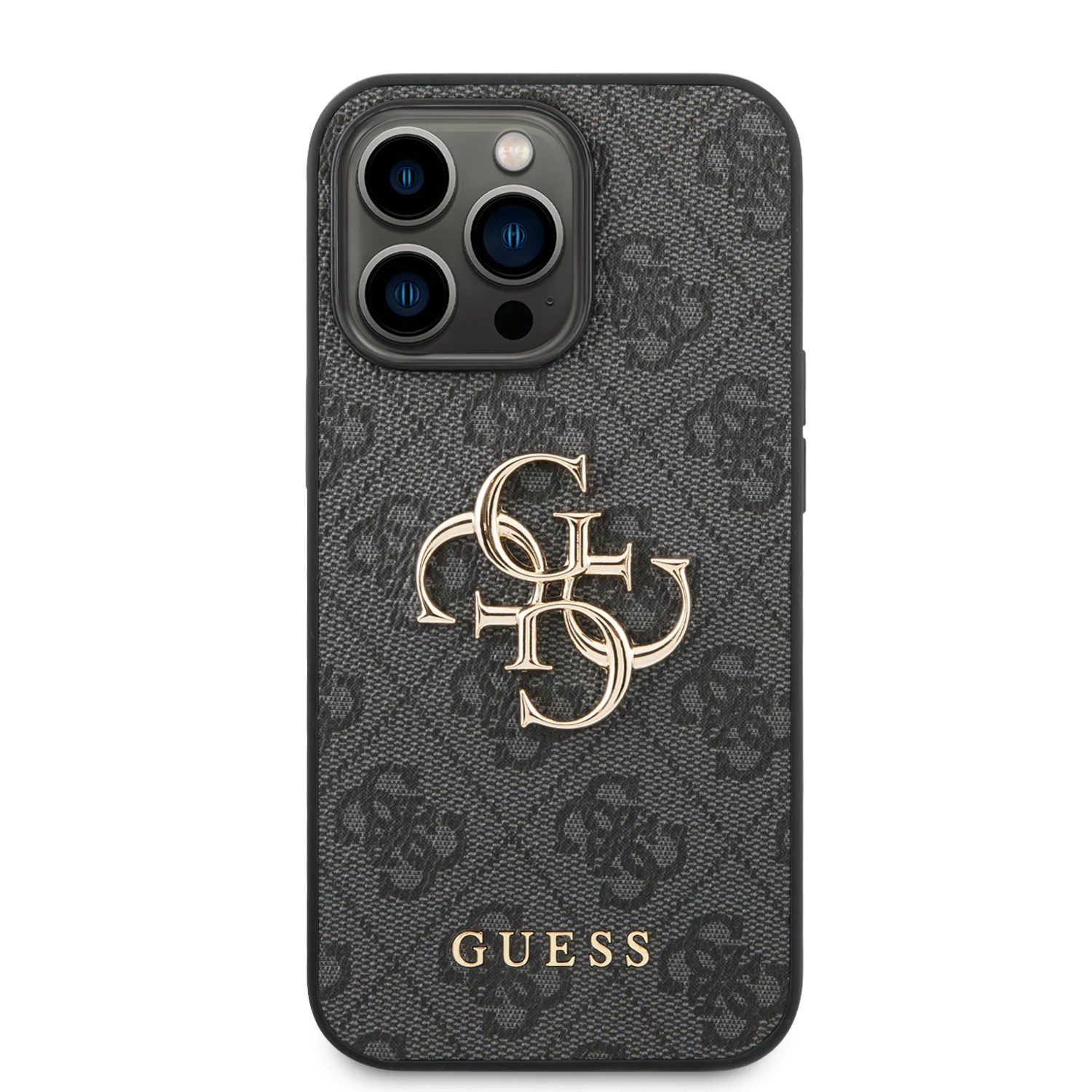 Dėklas Guess PU 4G Metal Logo Apple iPhone 14 Pro pilkas