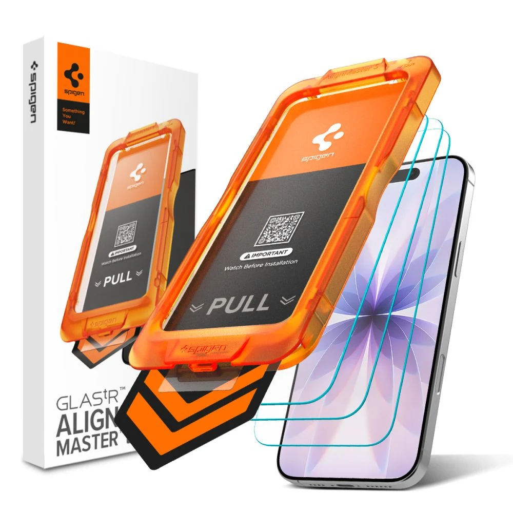 Spigen iPhone 17 trijų apsaugų rinkinys su AlignMaster rėmeliu