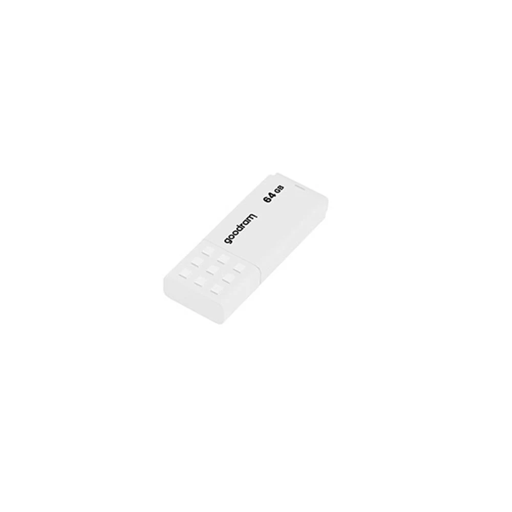 Balta 64 GB „GOODRAM UME2“ USB atmintinė kampu.