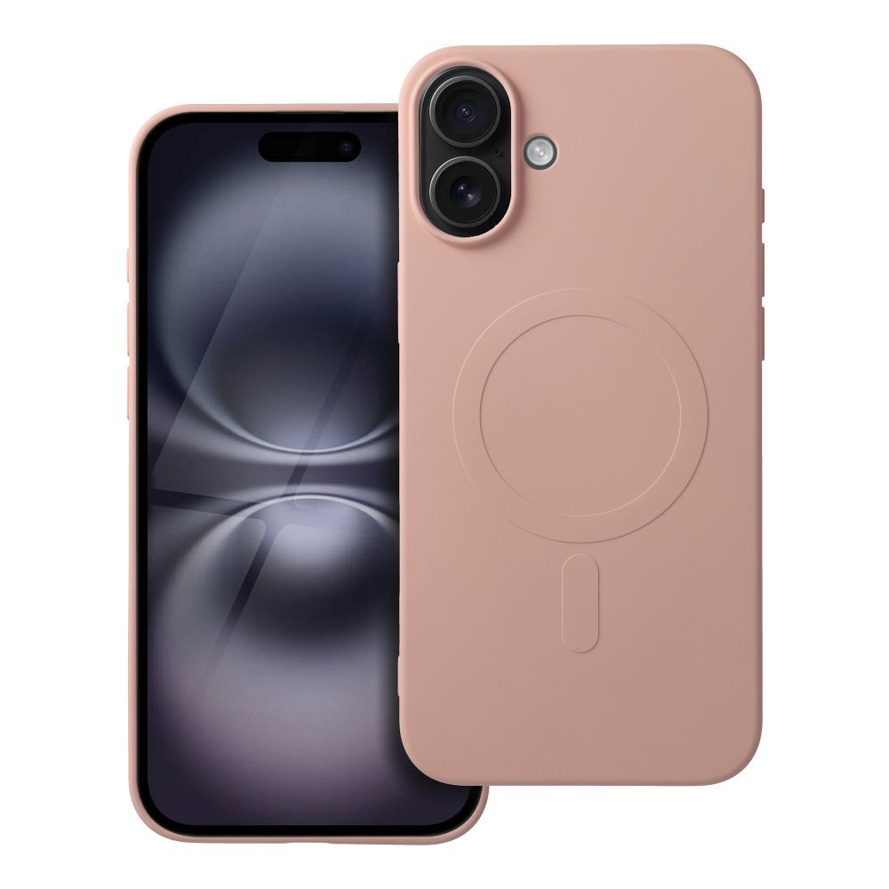 Dėklas Silicone Mag Cover (big hole) (MagSafe) skirtas iPhone 16 Plus rožinis