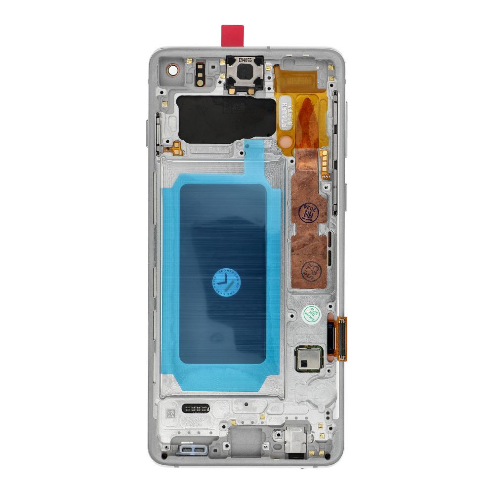 FixCell LCD ekranas SAMSUNG S10 G973 baltas su rėmeliu (refub)