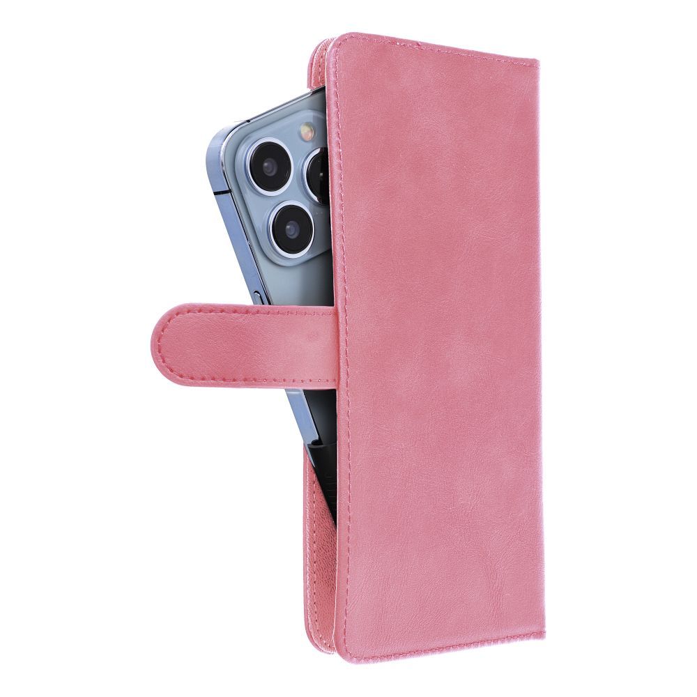 Universalus knygos tipo dėklas BENDRAS dydis S iPhone 12 / 13 / Samsung S6 / A5 2016 / Xcover 4 / S22 / Huawei P8 2017 rožinis