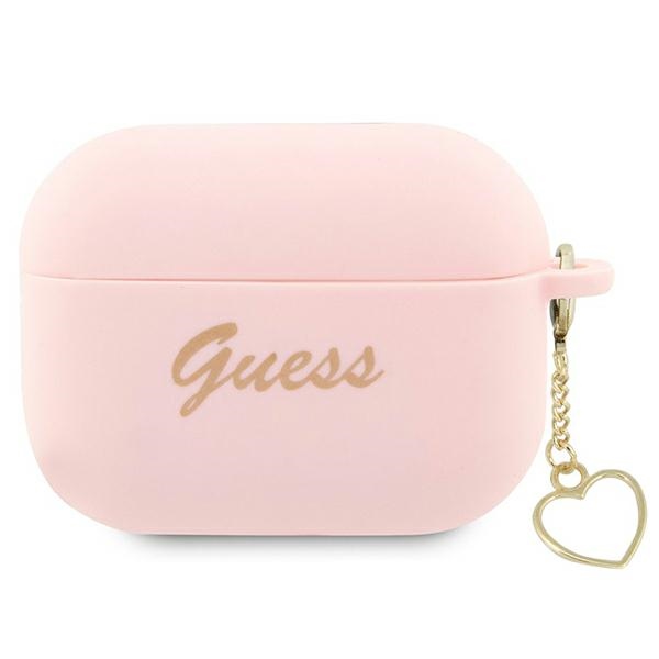 Guess GUAP2LSCHSP AirPods Pro 2 dėklas rožinis/rožinis Silikoninis Žavesio Širdies Kolekcija