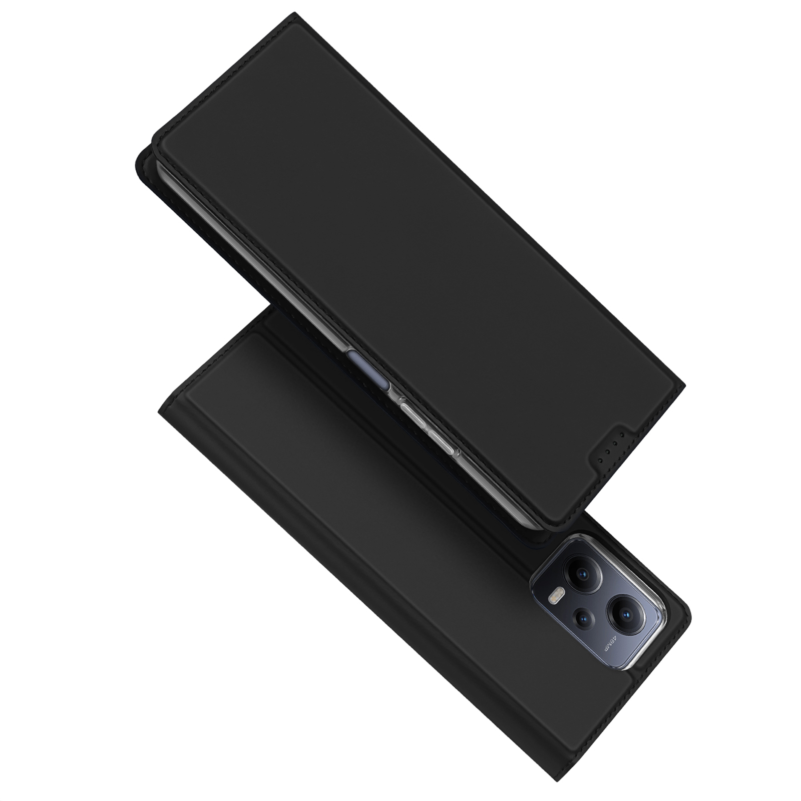 Dux Ducis Skin Pro dėklas Xiaomi Redmi Note 12 Pro+ Flip kortelių piniginė stovas juoda