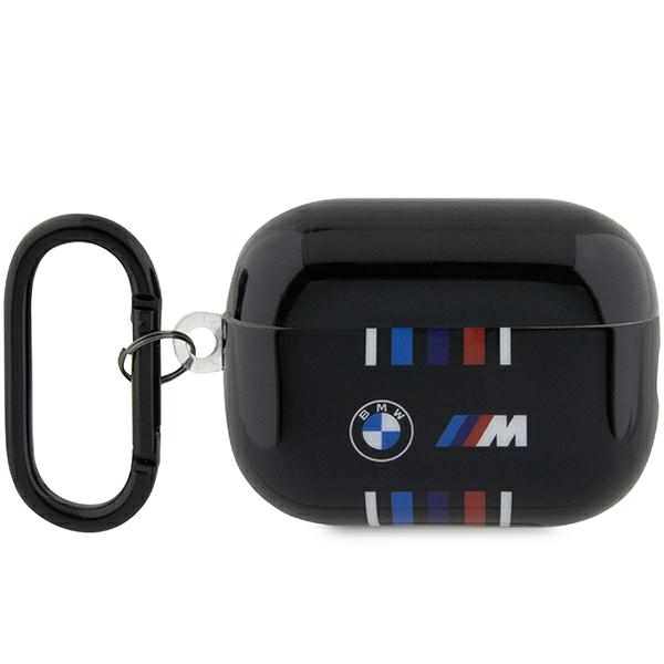 BMW BMAP222SWTK AirPods Pro 2 kartos dėklas juodas/juodas su daugiaspalvėmis linijomis