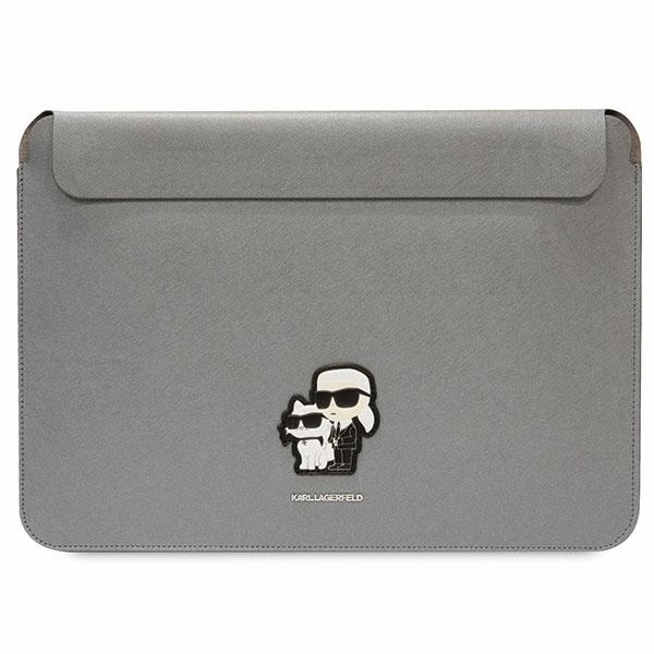 Karl Lagerfeld Saffiano Karl&Choupette dėklas 16" nešiojamam kompiuteriui - sidabrinis
