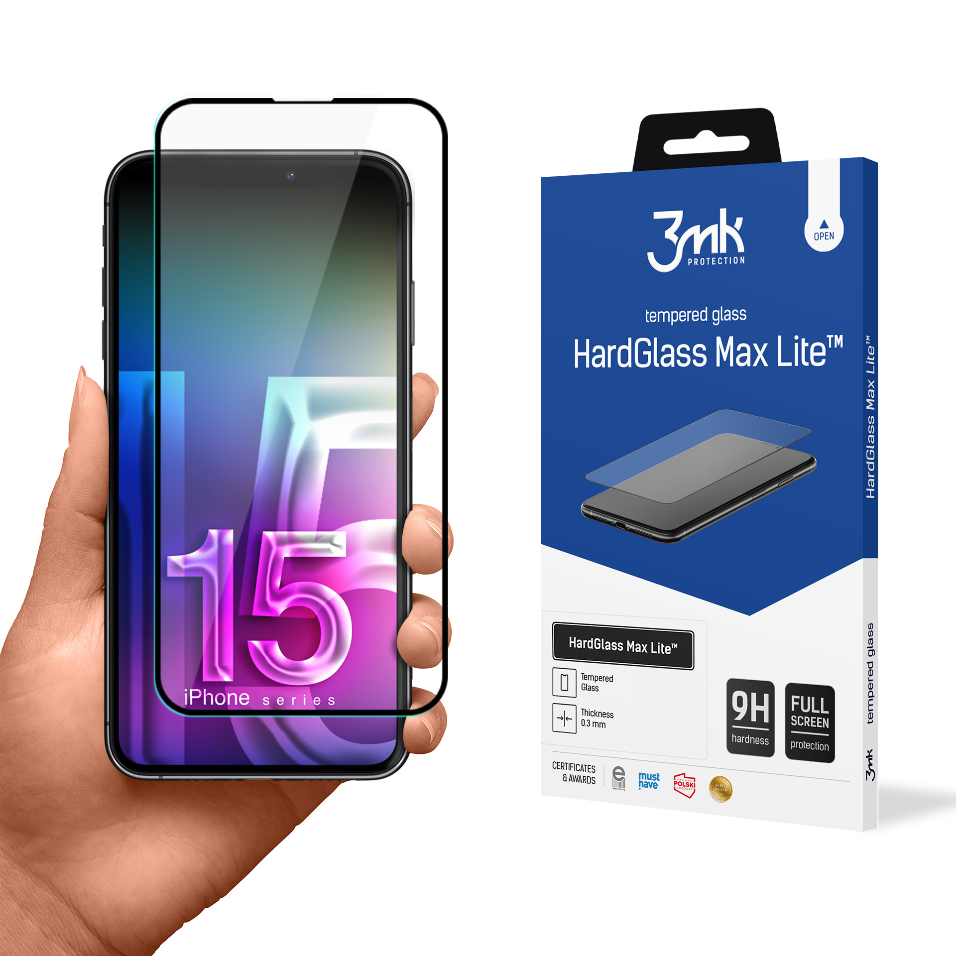 Apple iPhone 15 - 3mk apsauginis stiklas HardGlass Max Lite™