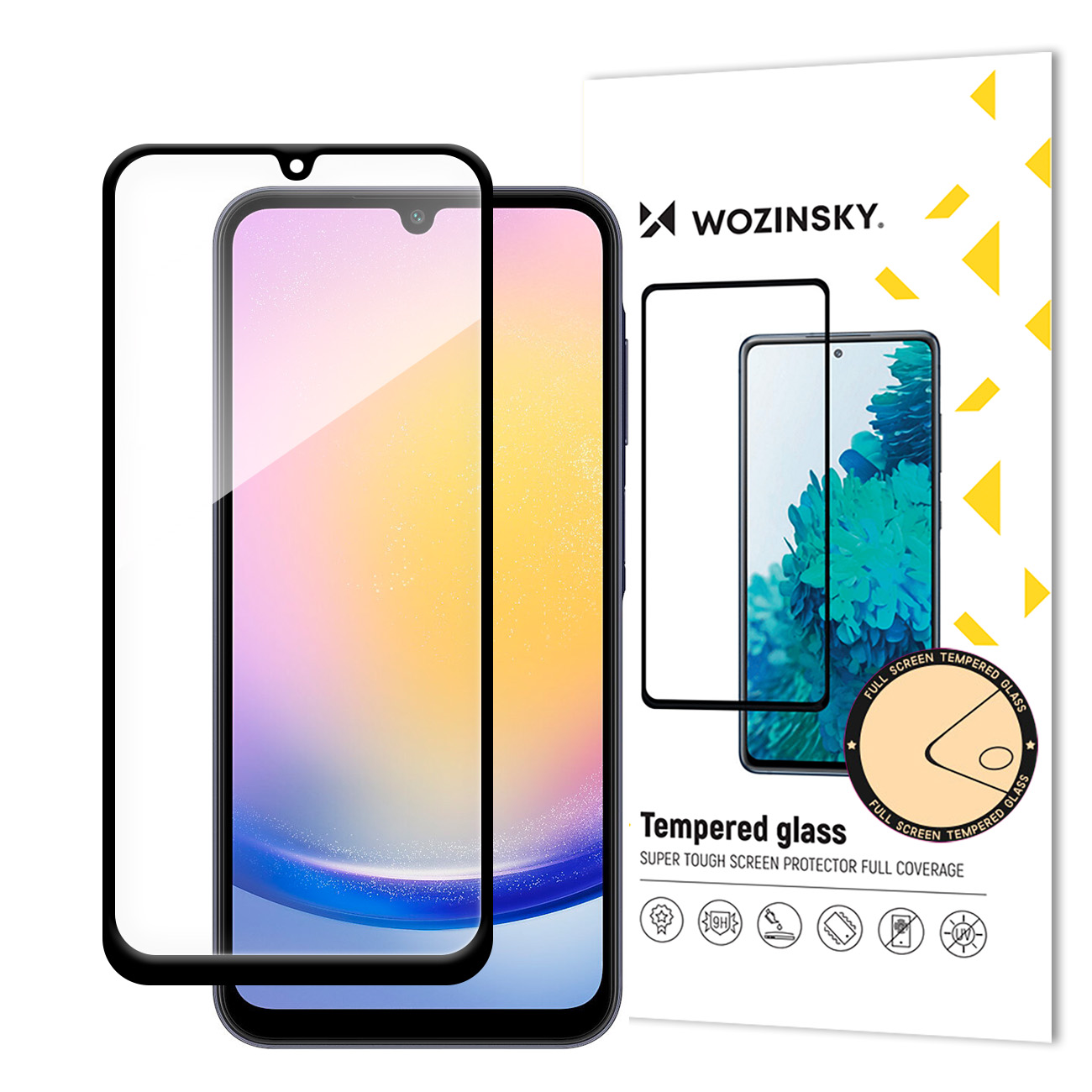 LCD apsauginis stikliukas "Wozinsky 5D Full Glue" Samsung A256 A25 5G pritaikytas dėklui juodas