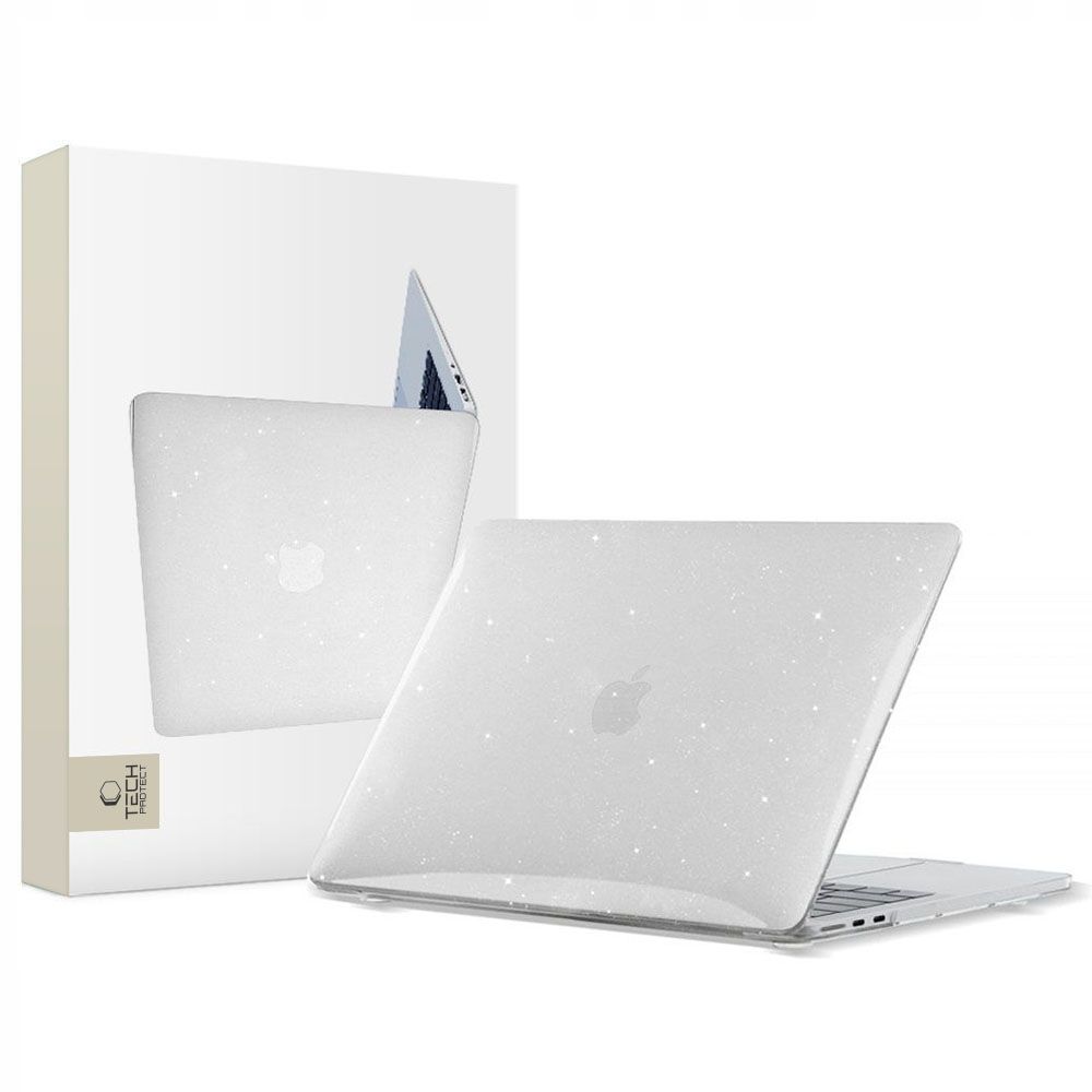 Tech-Protect SmartShell чехол для MacBook Air 13" M2 / M3 / 2022-2024 - прозрачный с блёстками
