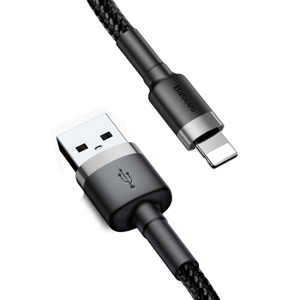 Кабель Baseus Cafule USB Lightning 2A 3м (чёрно-серый)