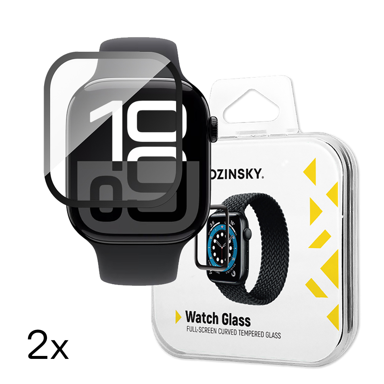 Wozinsky Full Glue Закалённое стекло с чёрной рамкой для Apple Watch 42mm (2 шт.)