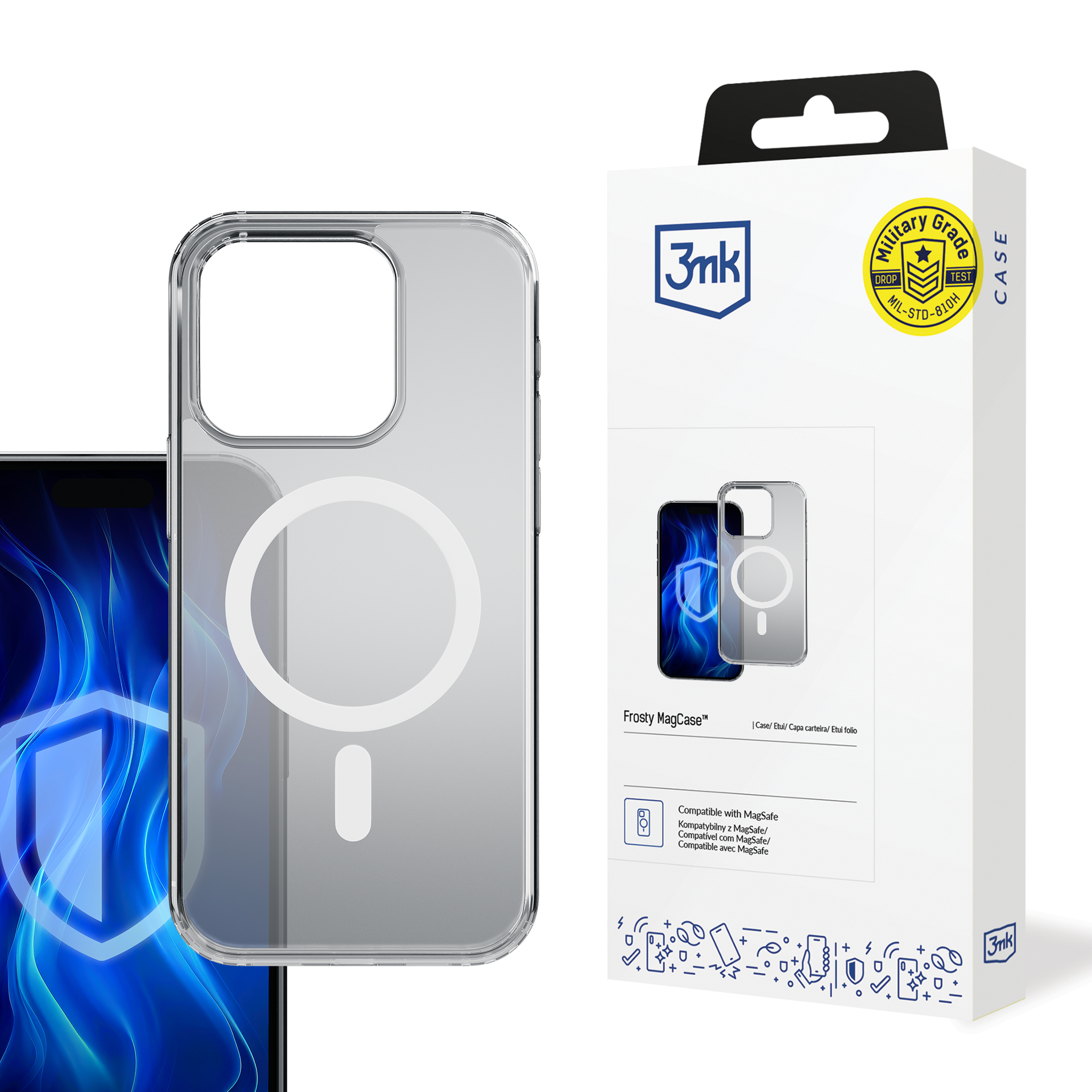 3mk Frosty Magnetinis baltas dėklas telefonui Apple iPhone 15 Pro Max - baltas