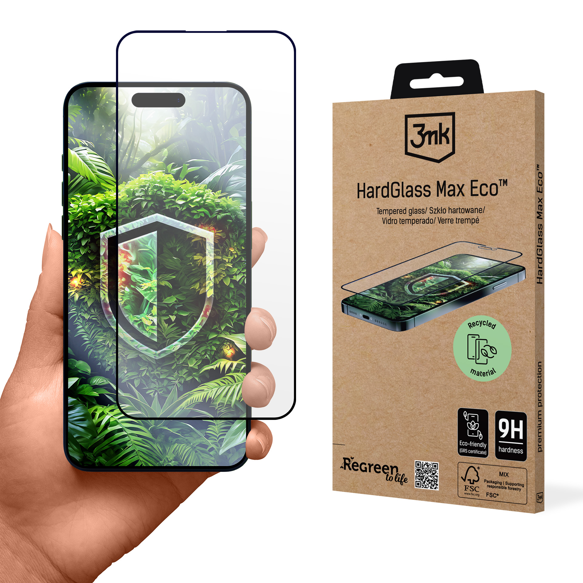 Grūdintas stiklas 9H 3mk HardGlass Max Apple iPhone 15 Plus/16 Plus