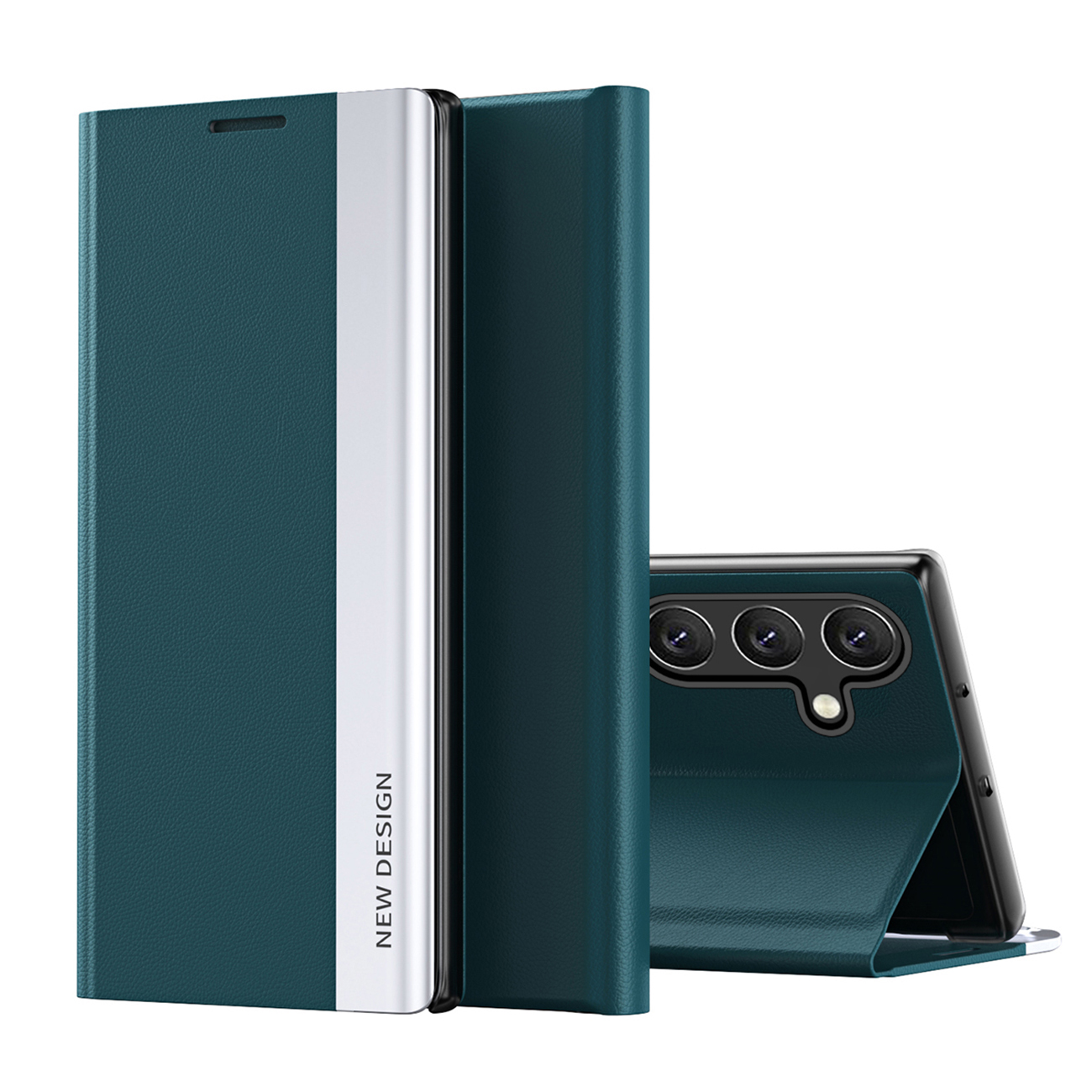 Sleep Case Pro atverčiamas dėklas su stovu, skirtas Samsung Galaxy S25 – žalias