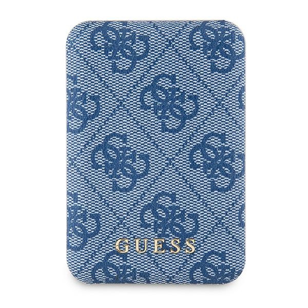 Guess indukcinė 15W GUPB5FP4EMGB 5000mAh išorinė baterija mėlyna/mėlyna 4G odinis metalinis logotipas MagSafe