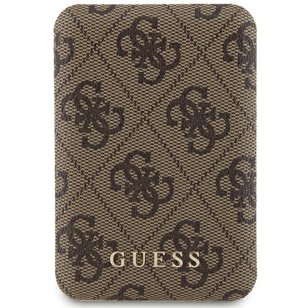 Guess indukcinė 15W GUPB5FP4EMGW 5000mAh išorinė baterija ruda/ruda 4G odinis metalinis logotipas MagSafe