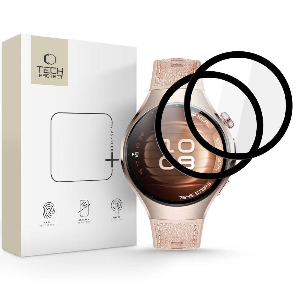 Tech-Protect Glass Flex+ гибридное стекло 2 шт. для Huawei Watch 5 46 мм - чёрный