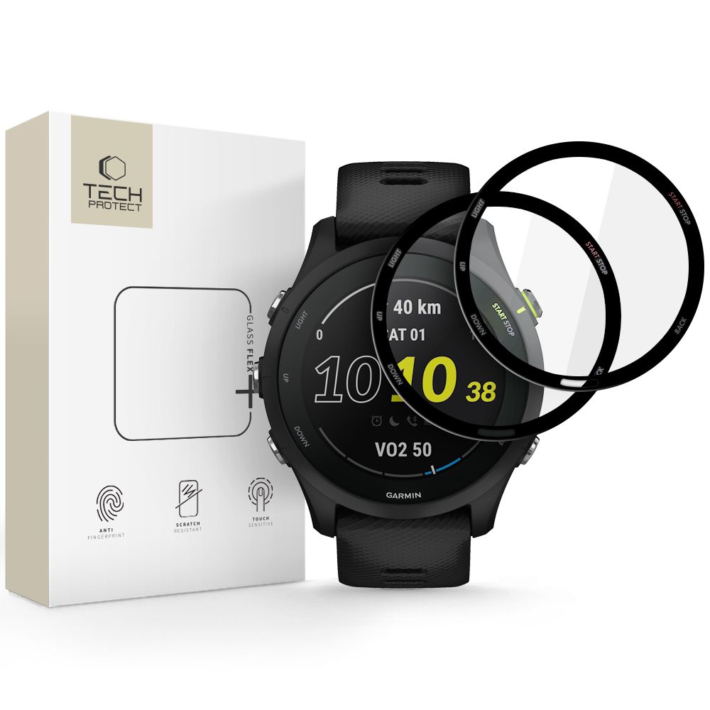 Tech-Protect Glass Flex+ 2 dalių hibridinio stiklo rinkinys Garmin Forerunner 225 / 255 Music - juodas