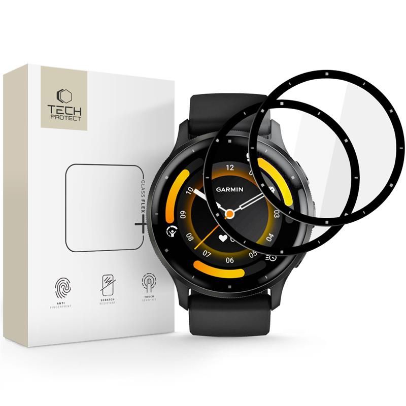 Tech-Protect Glass Flex+ гибридное стекло 2 шт. для Garmin Venu 3 - чёрное