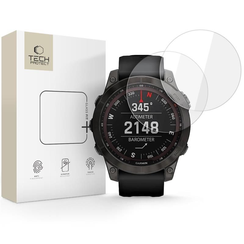 Tech-Protect Glass Fit+ 2-pack tempered glass for Garmin Fenix 7 / 7 Pro - transparent