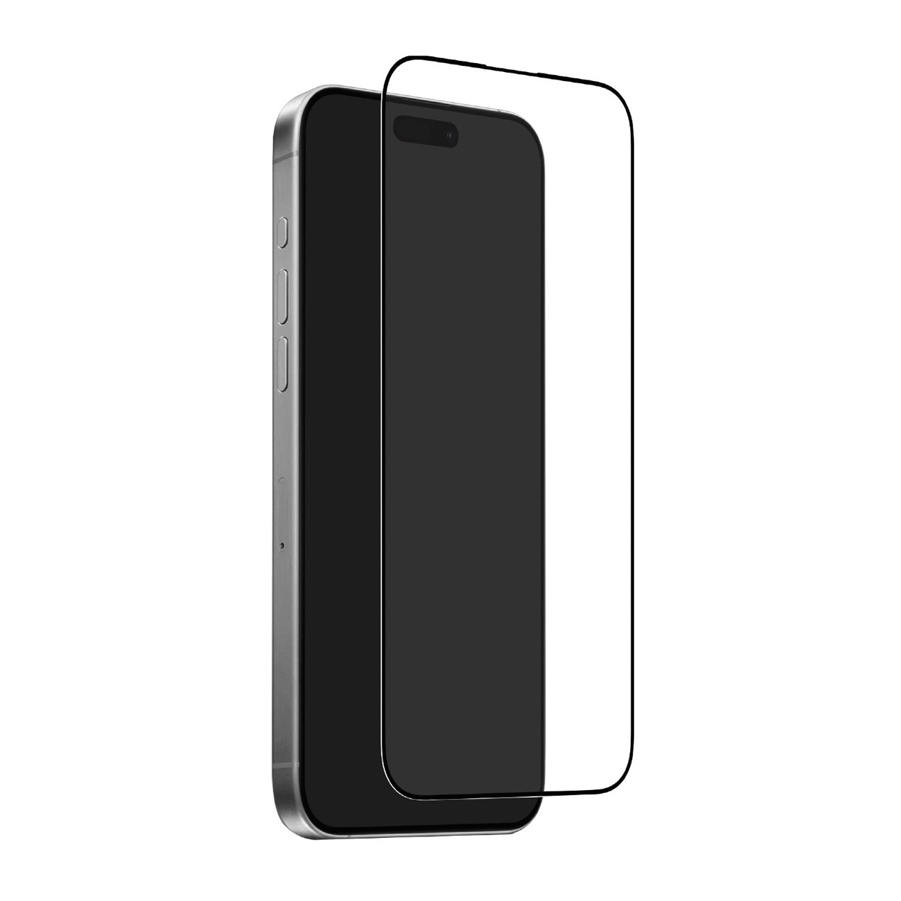 Puro grūdintas stiklas iPhone 17 Air su aplikatoriumi ir juodu rėmeliu