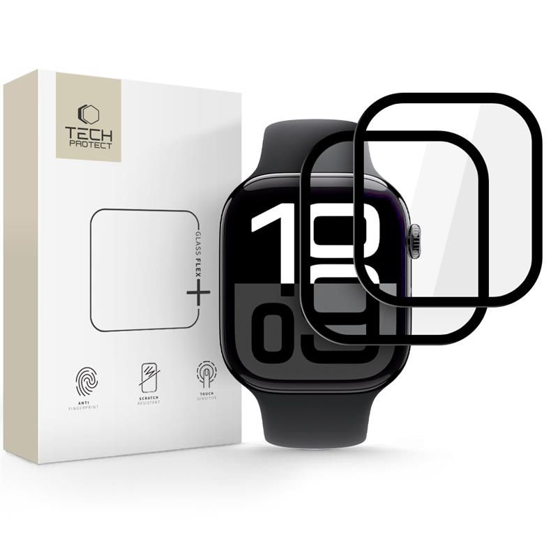 Tech-Protect Glass Flex+ гибридное стекло 2 шт. для Apple Watch 10 46mm - чёрное