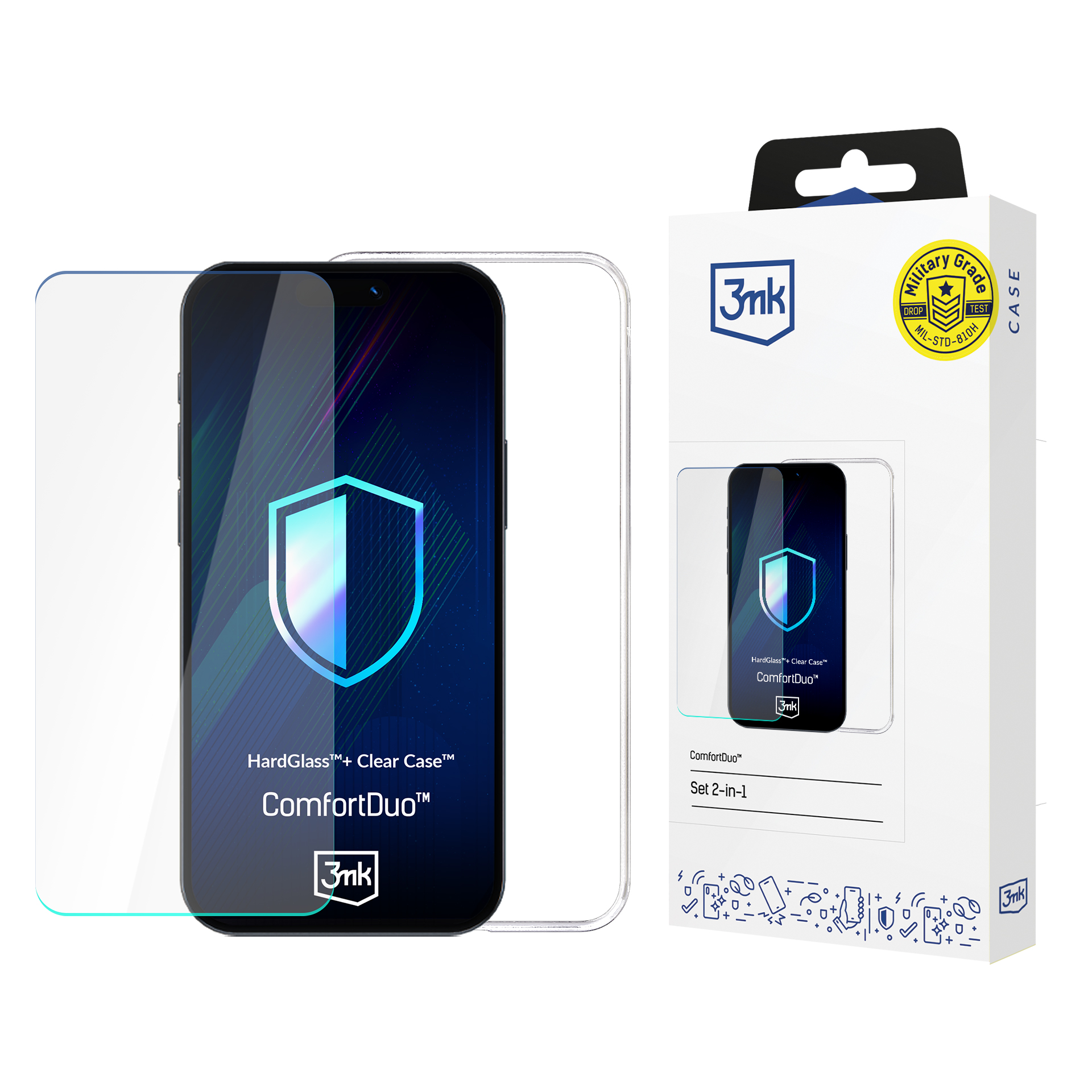 3mk ComfortDuo Skaidrus apsauginis dėklas su stiklu rinkinys skirtas Samsung Galaxy M34 5G - skaidrus (m)