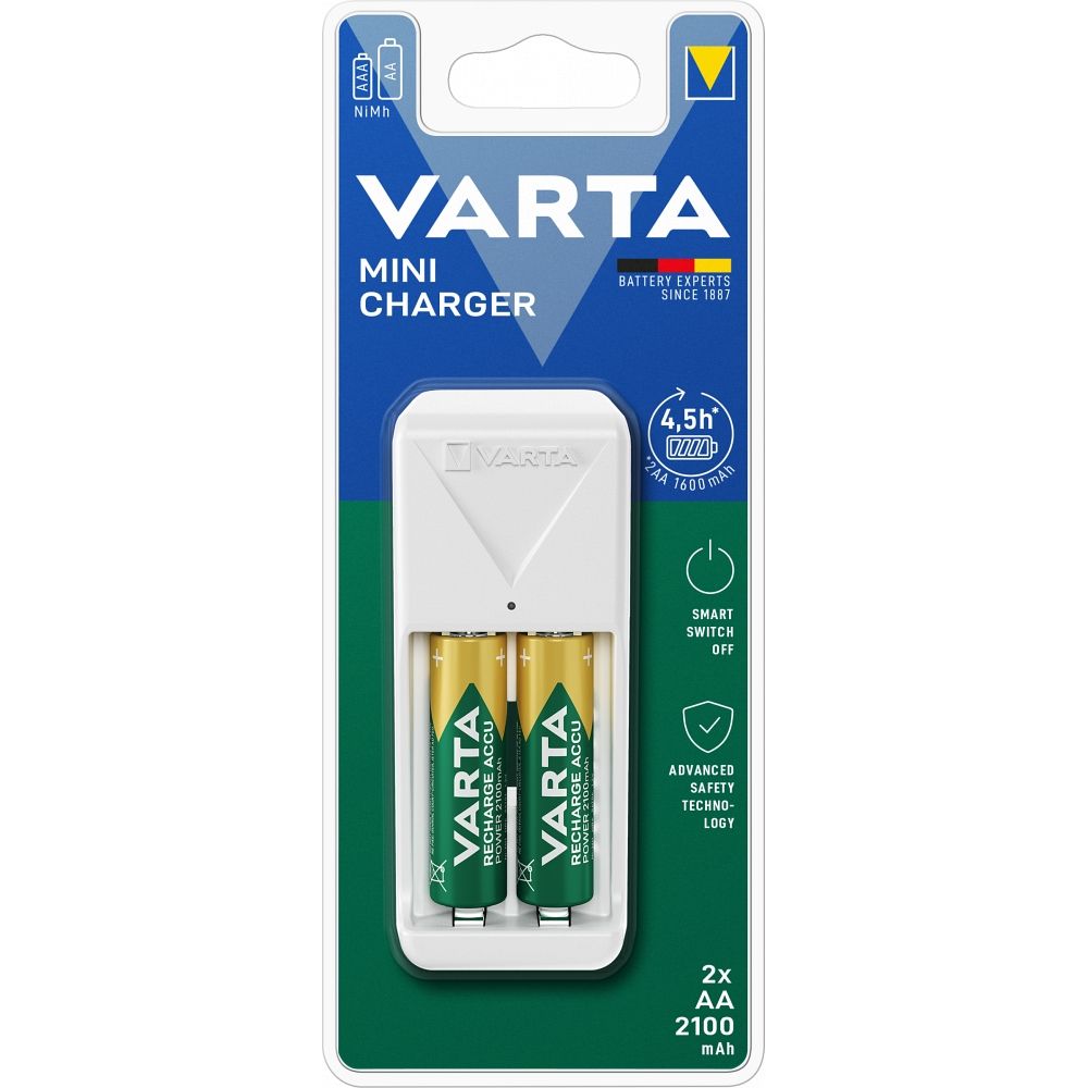 VARTA MINI CHARGER 57656 + 2 x аккумуляторная батарейка R6 (AA) 2100mAh