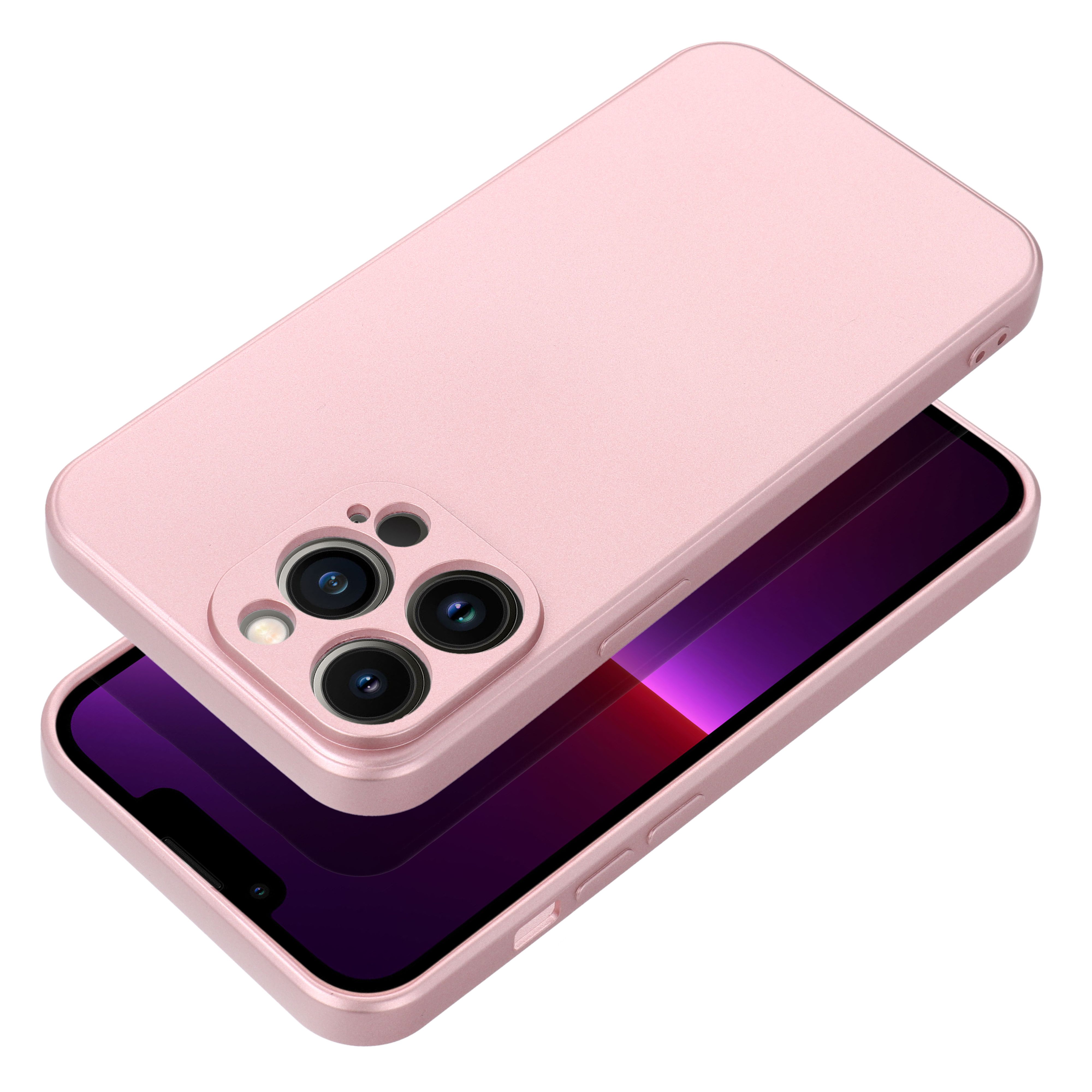 Чехол Metallic для iPhone 14 розовый