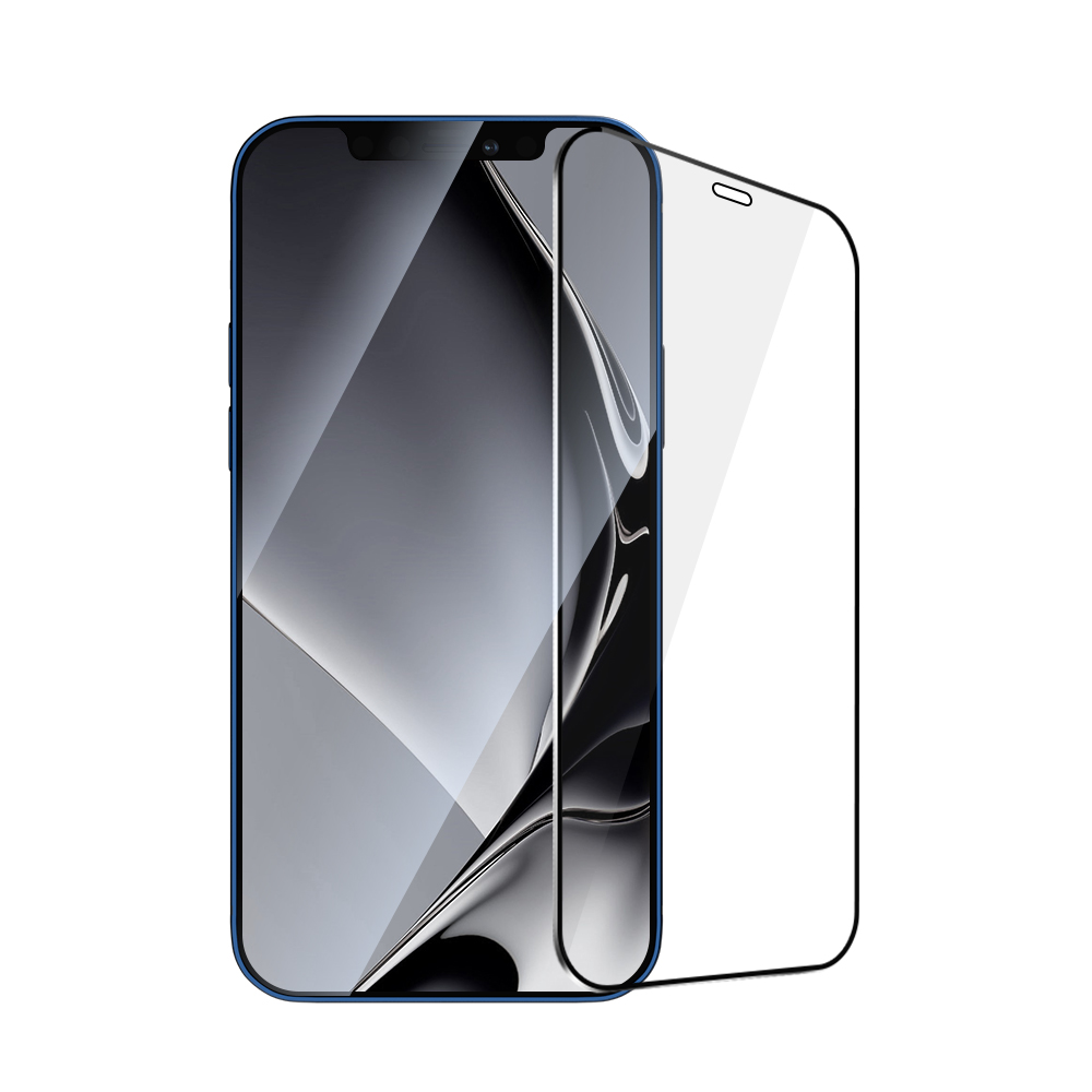Закалённое стекло с металлической рамкой для iPhone 12 / 12 Pro 6.1'' чёрная рамка