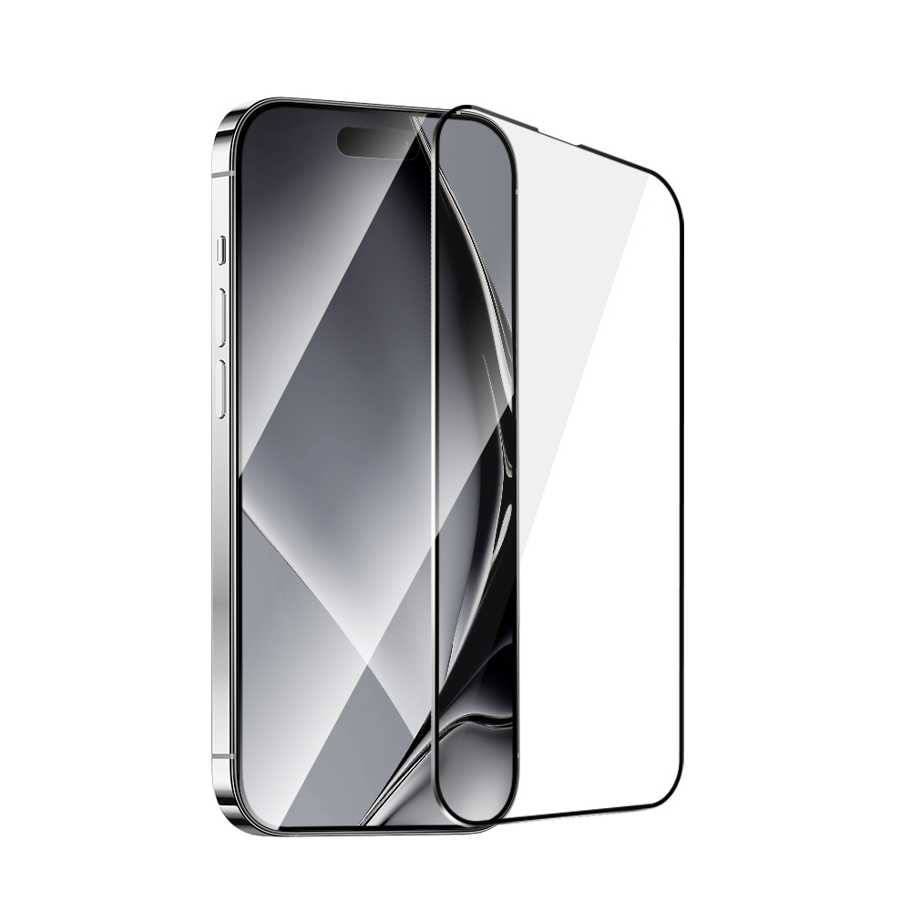 Закалённое стекло с металлической рамкой для iPhone 14 Pro 6,1" чёрная рамка