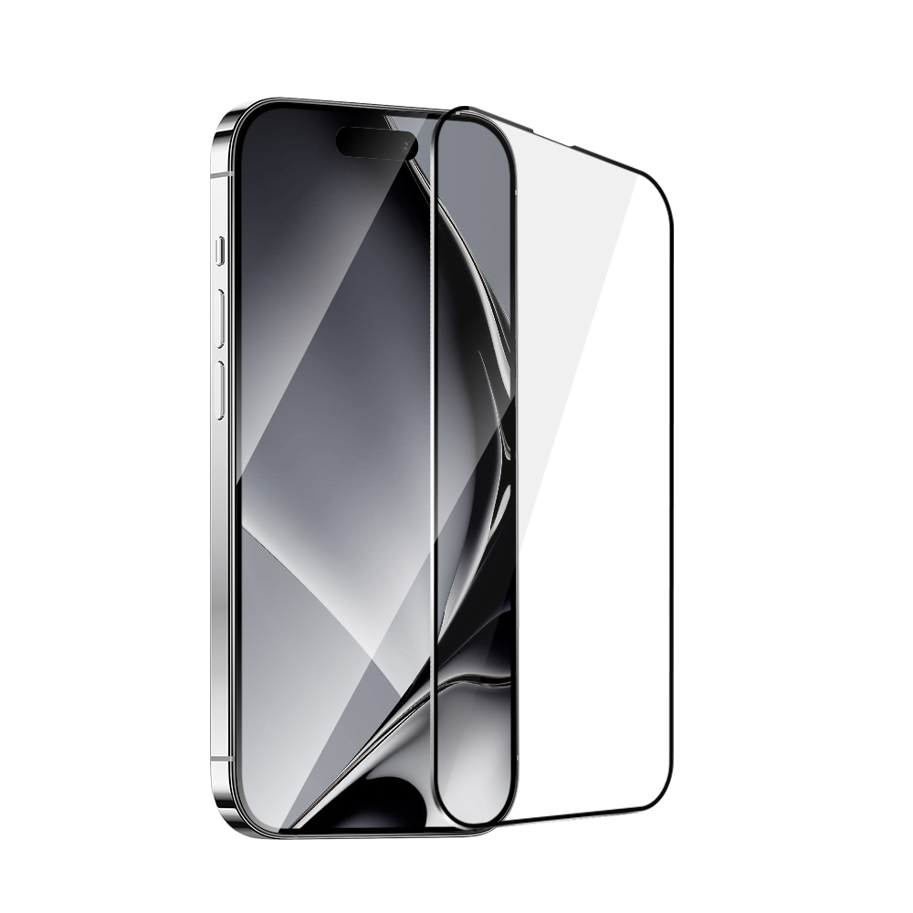 Закалённое стекло с металлической рамкой для iPhone 16 Plus 6,7" чёрная рамка