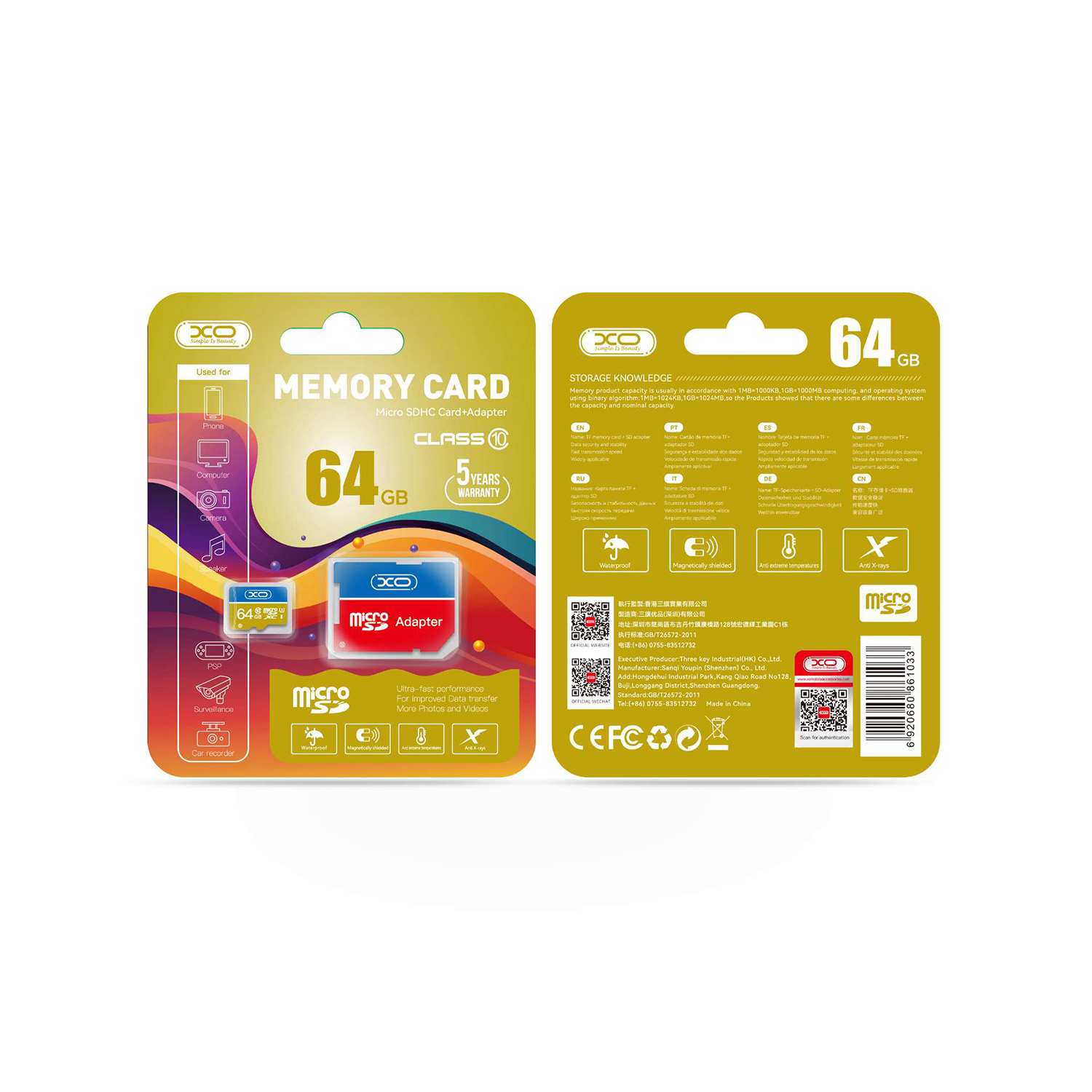 XO atminties kortelė 64GB microSDXC cl. 10 + adapteris