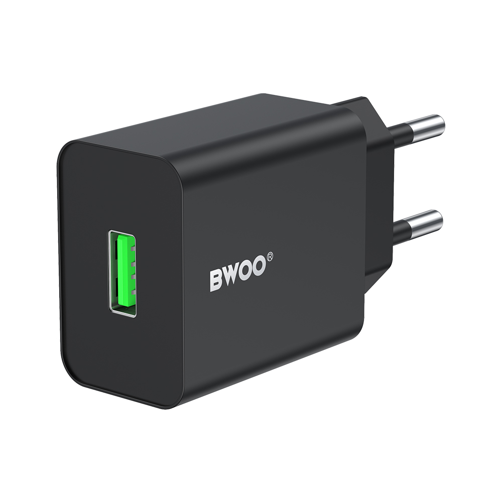 BWOO sieninis įkroviklis CDA249 5V 2,4A USB-A, juodas