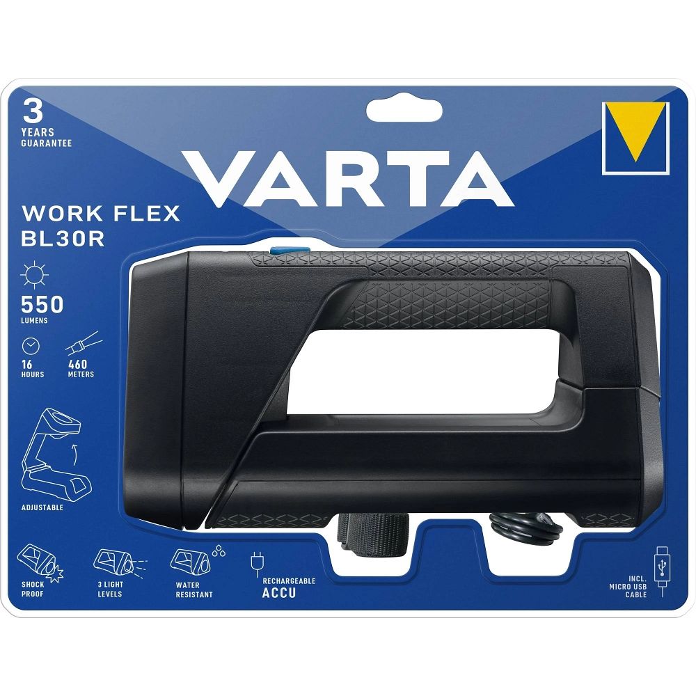 Фонарь VARTA LED аккумуляторный Work fles BLR30R 550lm 18684