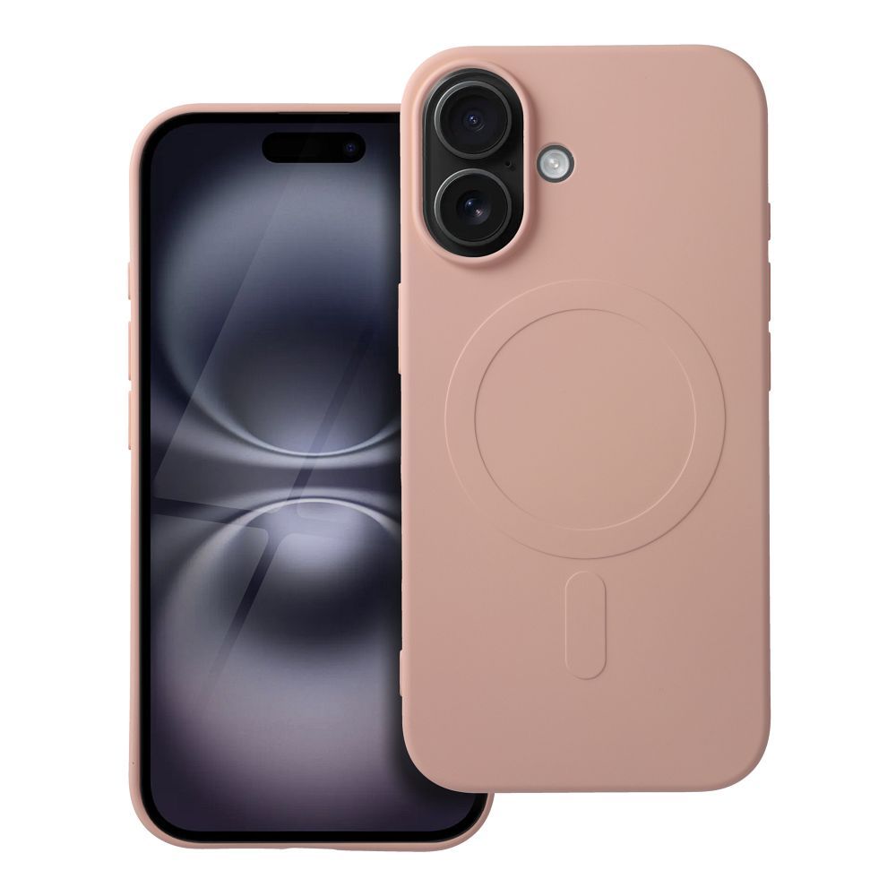 Чехол для iPhone 16 силиконовый Mag Cover совместимый с MagSafe (большое отверстие) розовый