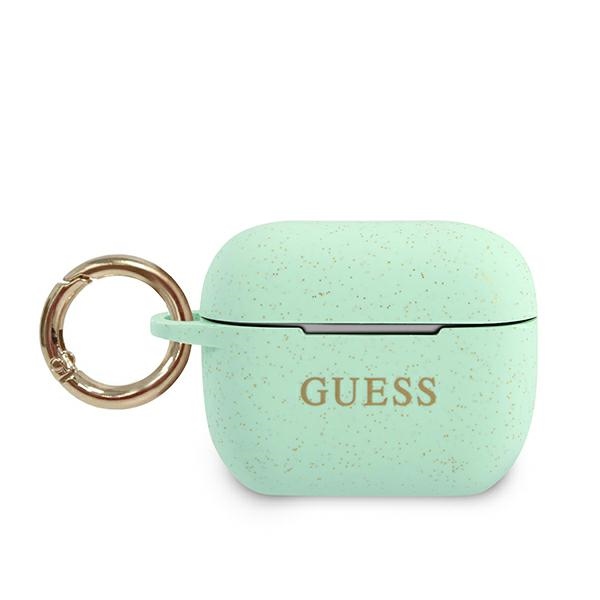 Guess GUACAPSILGLGN AirPods Pro dėklas žalias/žalias silikoninis blizgus