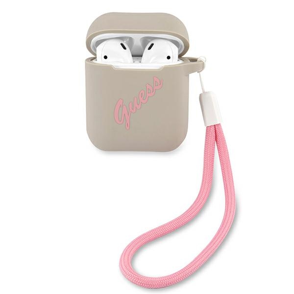 Dėklas AirPods Guess GUACA2LSVSGP pilkas rožinis/pilkas rožinis Silikon Vintage