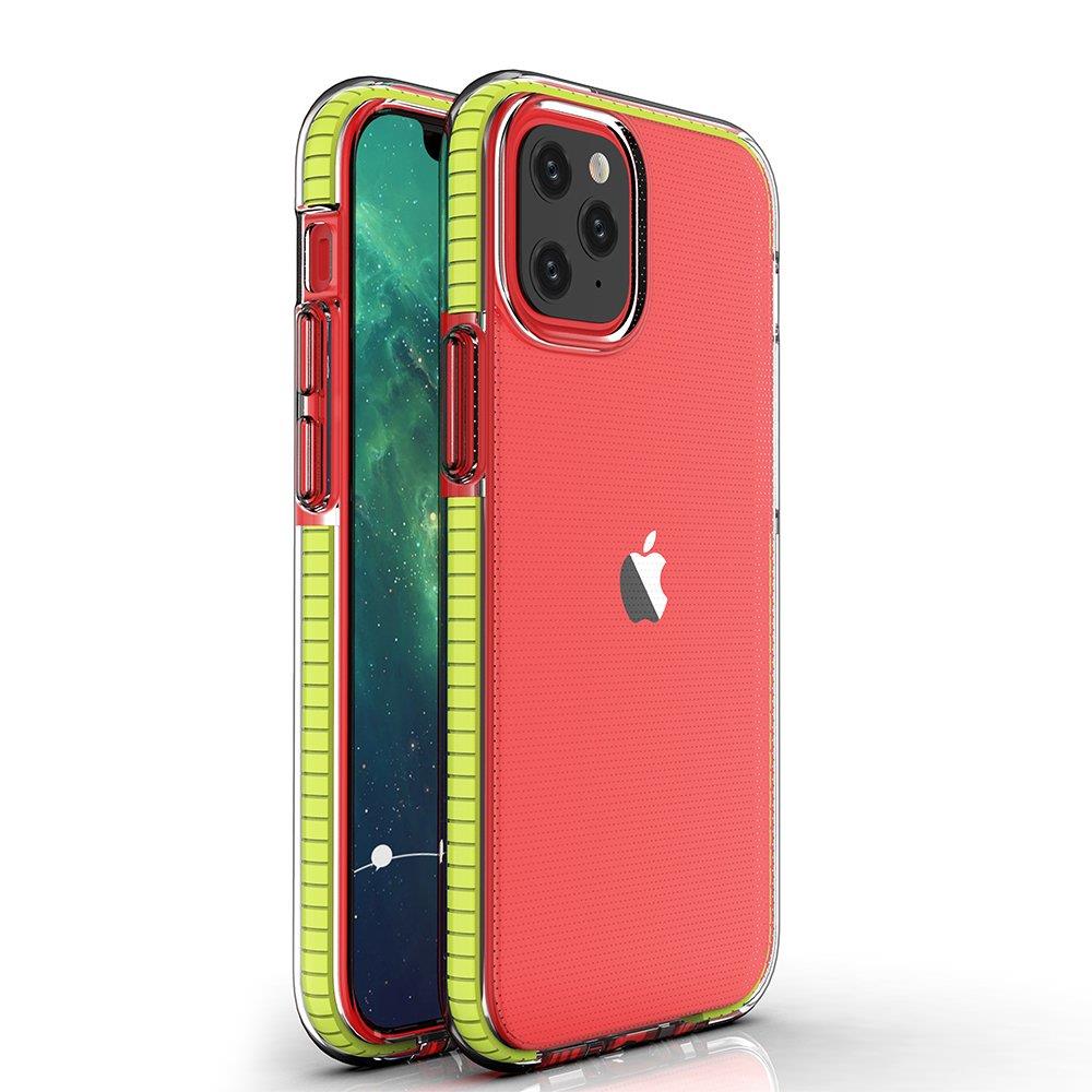 Spring Case прозрачный TPU гелевый защитный чехол с цветной рамкой для iPhone 13 mini жёлтый