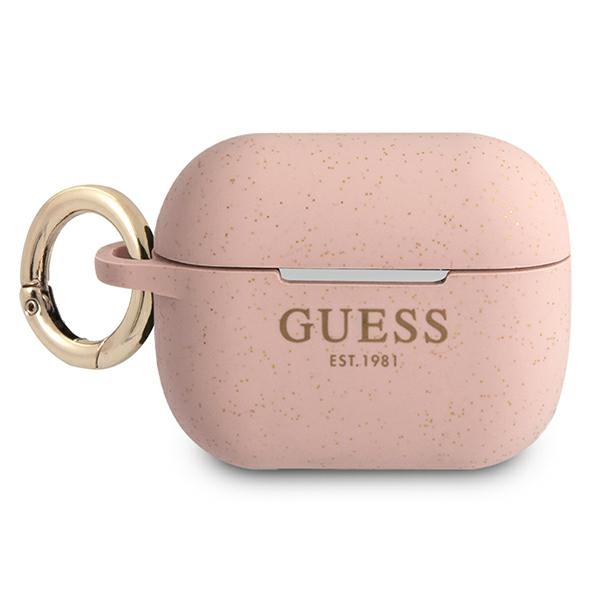 Guess GUAPSGGEP AirPods Pro dėklas rožinė/rožinė Silikonas Blizgučiai
