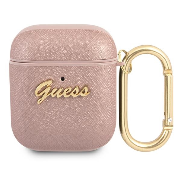 Guess GUA2SASMP чехол AirPods розовый/розовый Saffiano Script Metal Collection